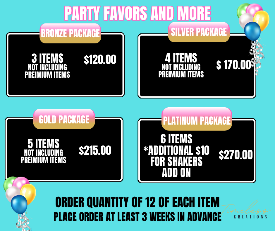 Personalized Party Favors in any theme for any occasion (filled or unfilled)