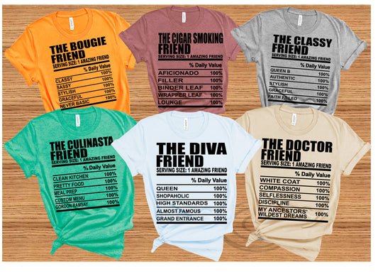 Friend nutrition Facts T-shirts