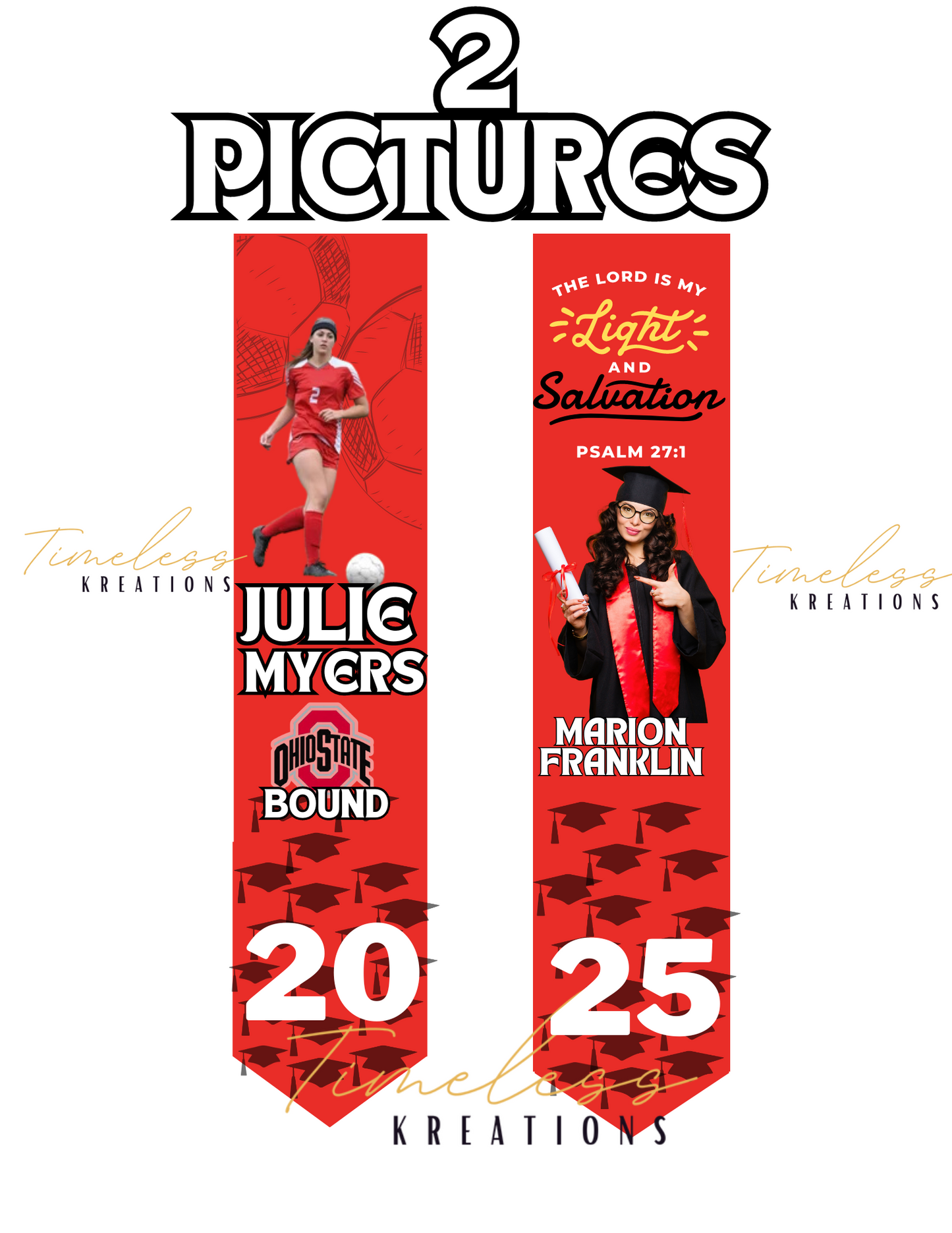 Graduation Stole with 2 photos