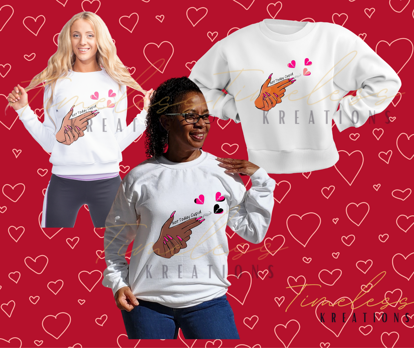 Valentine's, Sweetest Day "Cupid" Unisex White Sweatshirt