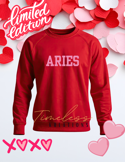 Valentine’s theme Zodiac Sign Name T-shirt Sweatshirt in unisex youth adult sizes HTV Puff Vinyl