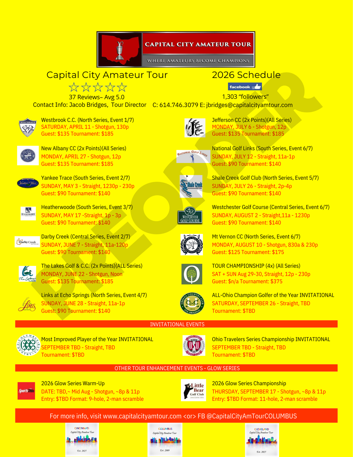 Capital City Amateur Tour T-shirt-Limited Edition-Preorder only